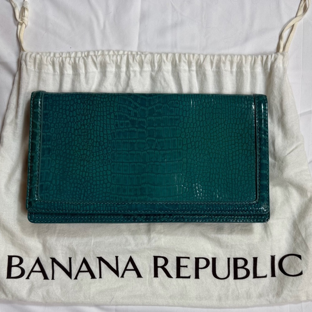 Banana Republic Teal Croc-Embossed Clutch